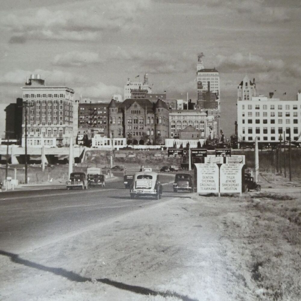 1930s 11x14 Photo Dallas TX View from the West Elm Main Commerce Street Split